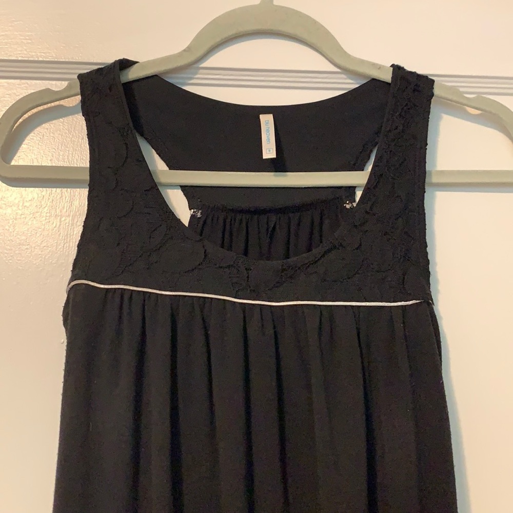 Racerback Black Dress with Lace Top/ Silver detail